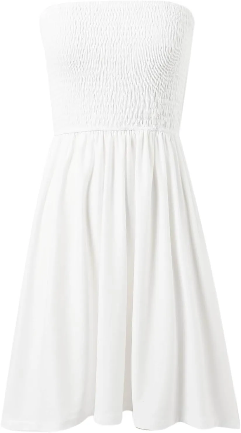 Womens Corset Dresses Summer Pleated Tie Waist Off Shoudler Tube Top Mini Dress Bohemian Strapless Vacation Sundress