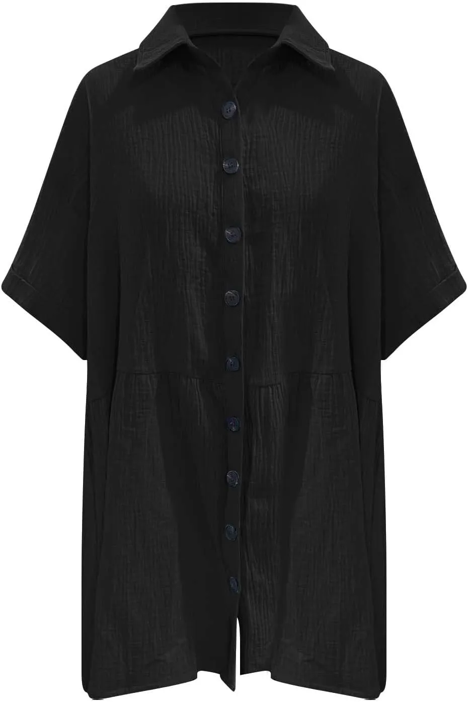 Womens Cotton Linen Short Sleeve Sundress Button Down Mini Shirt Dress 2025 Casual Babydoll Tunic Loose Beach Dresses