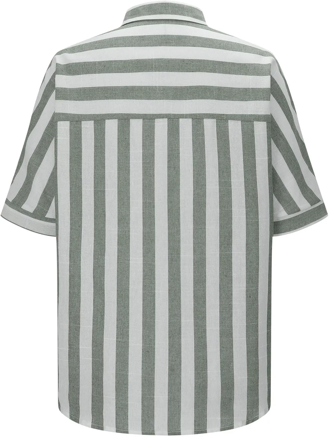 Womens Cotton Linen Stripes Shirts with Pockets Short Sleeve Button Down Summer Tops Collar V Neck Casual Loose Blouse