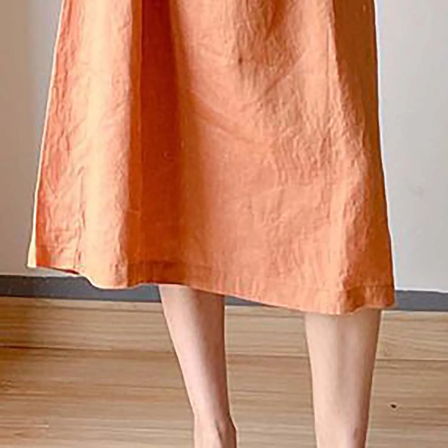 Women's Cotton Midi Dress Plus Size Short Sleeve Sundress Baggy Summer Daily Maxi Vacation Dresses with Pockets