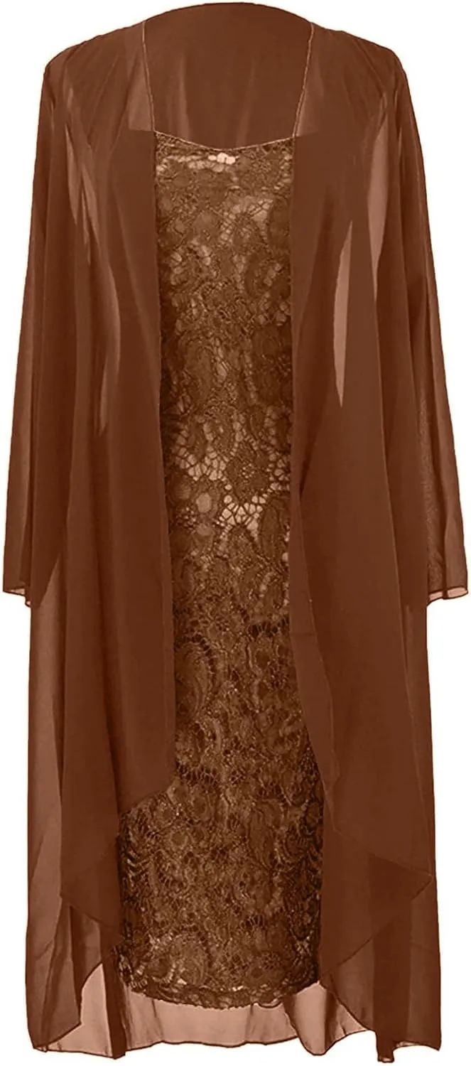 Women's Dress The Population Solid Color Lace Dresses Comfortable Two Piece Wedding Evening Prom Dresses, S-5XL