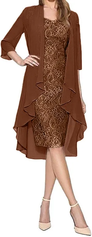Women's Dress The Population Solid Color Lace Dresses Comfortable Two Piece Wedding Evening Prom Dresses, S-5XL