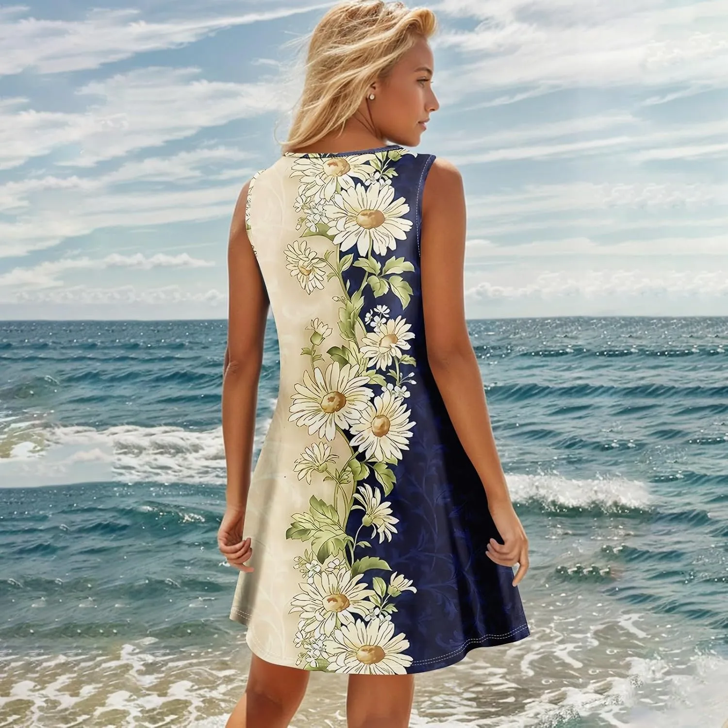 Womens Dresses Casual Plus Size Mini Dress Button Down Tank Dress Summer Clothes V Neck Sleeveless Sundress