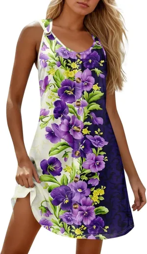 Womens Dresses Casual Plus Size Mini Dress Button Down Tank Dress V Neck Sleeveless Sundress Summer Clothes