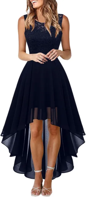 Womens Dresses Sleeveless Lace High Low Homecoming Dress Cocktail Prom Dresses 2025 Formal Wedding Guest Dresses