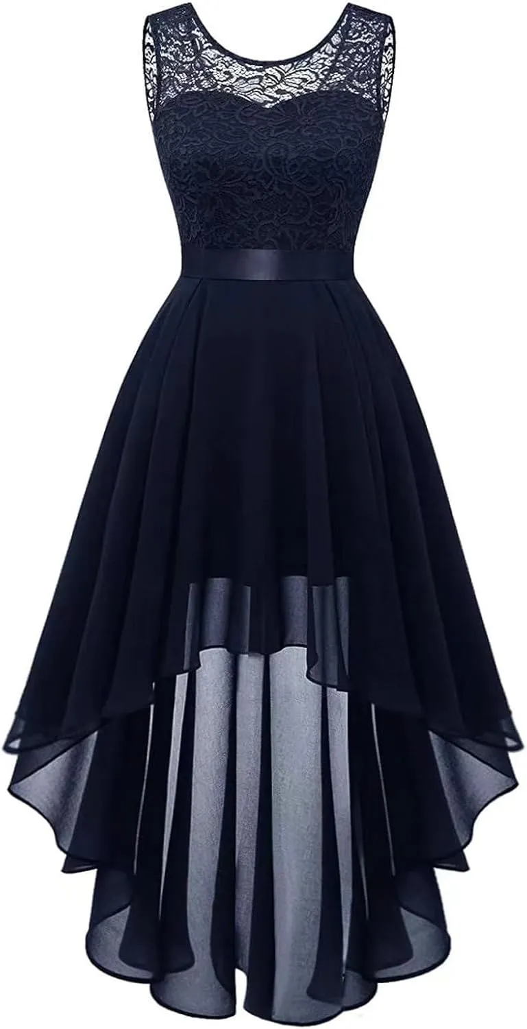 Womens Dresses Sleeveless Lace High Low Homecoming Dress Cocktail Prom Dresses 2025 Formal Wedding Guest Dresses