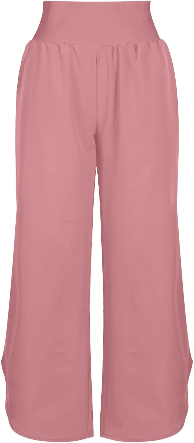Women's Dressy Capri Pants Stylish Wide Leg Trousers with Pockets High Waist Casual Below Knee Wide Leg Shorts