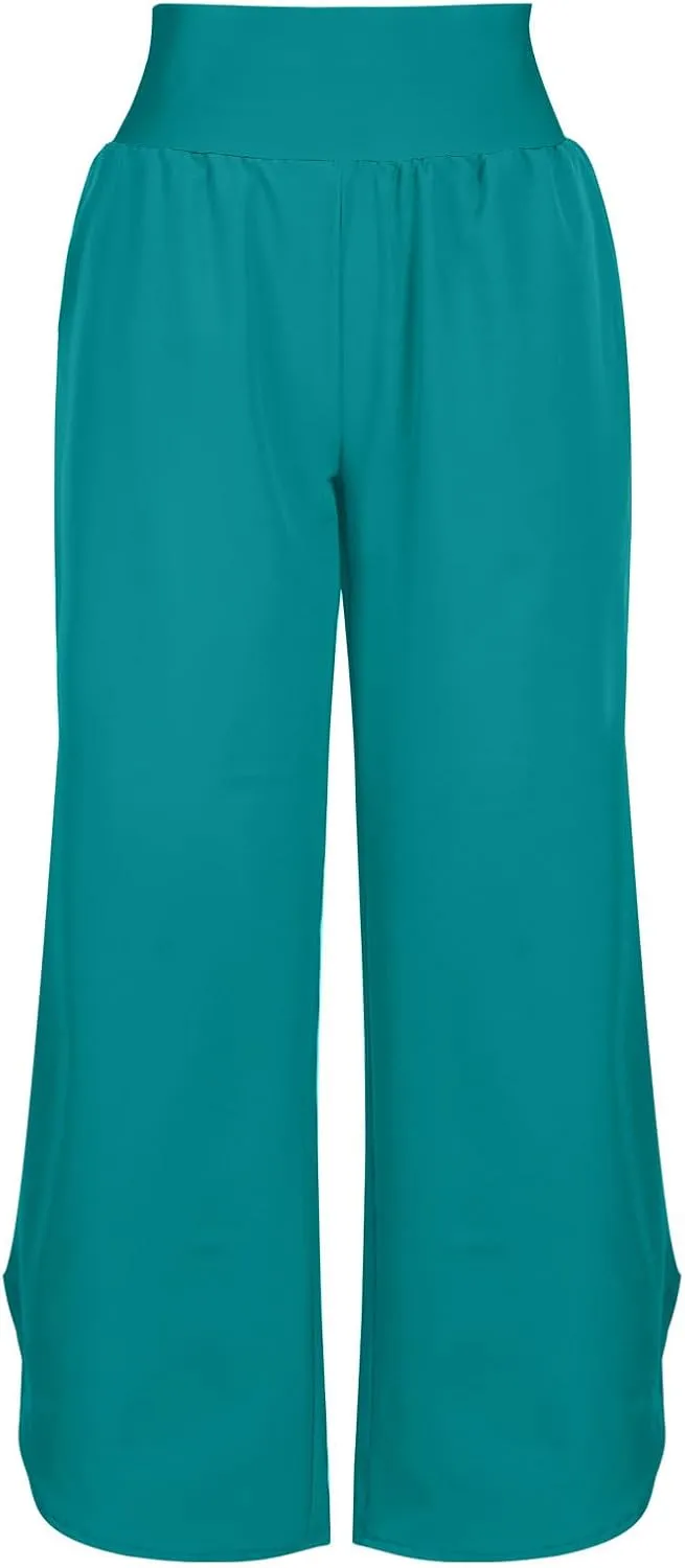 Women's Dressy Capri Pants Stylish Wide Leg Trousers with Pockets High Waist Casual Below Knee Wide Leg Shorts
