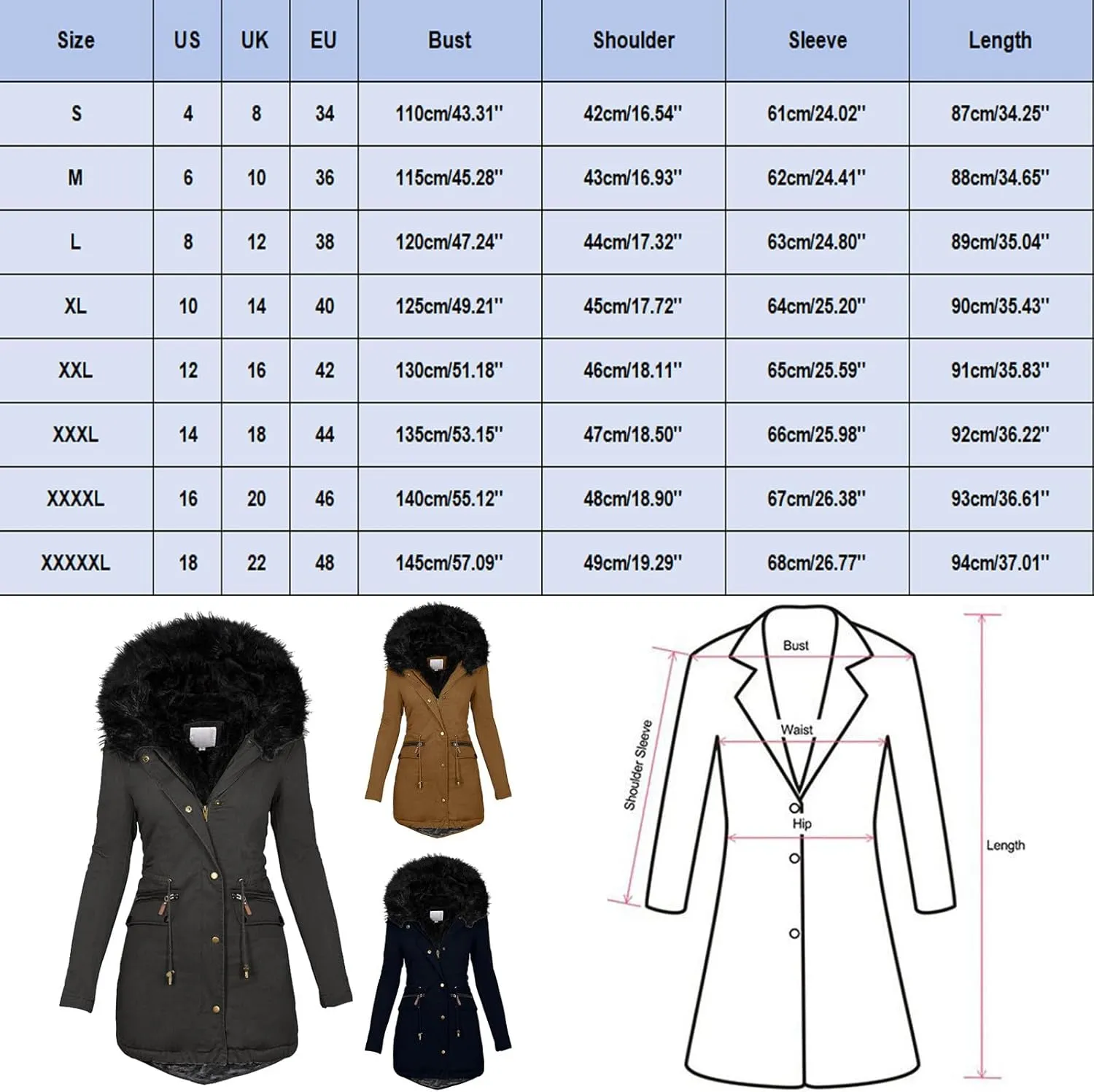 Womens Elegant Temperament Solid Zipper Jacket Long Sleeve Hooded Coat Warm Thick Oversized Outwear Daily Winter Suits
