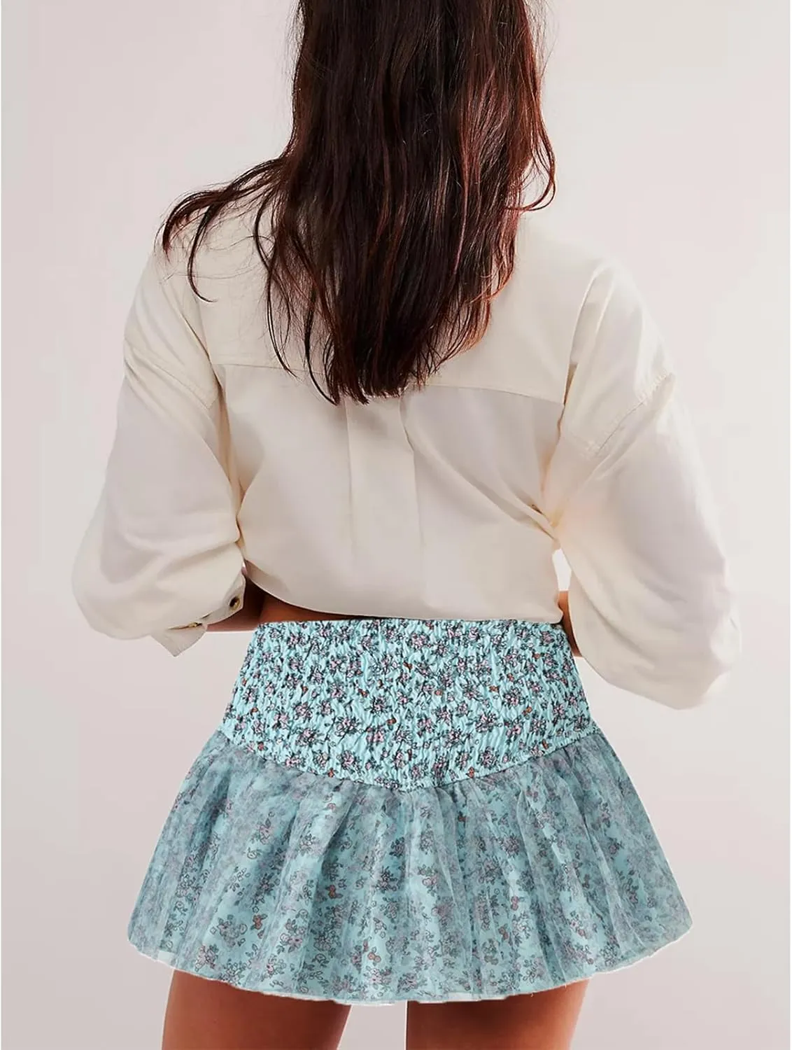 Women's Fashion Pleated Mini Skirts Y2k Floral Print Cross Tie-Up High Waist Short Skirts Summer Casual Skirts