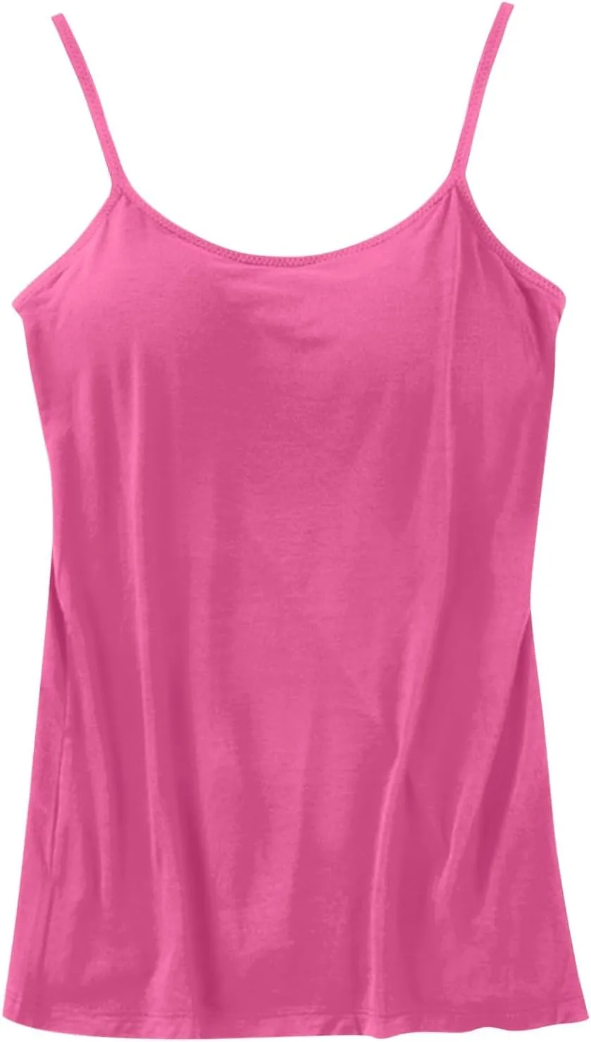 Women's Fitted Camisole Tops No Underwire Spaghetti Strap Everyday Tank Tops Solid Basic Sleeveless Cami Undershirt
