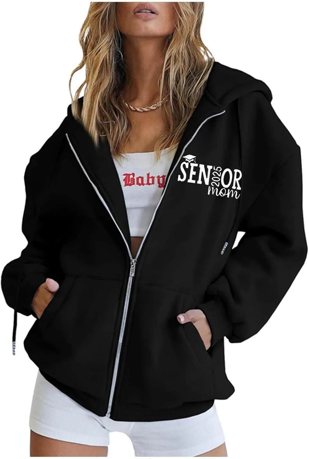 Womens Fleece Oversized Sweatshirt Oversized Crewneck Drawstring Hoodie Preppy Trendy Jackets Cropped Comfy Jackets