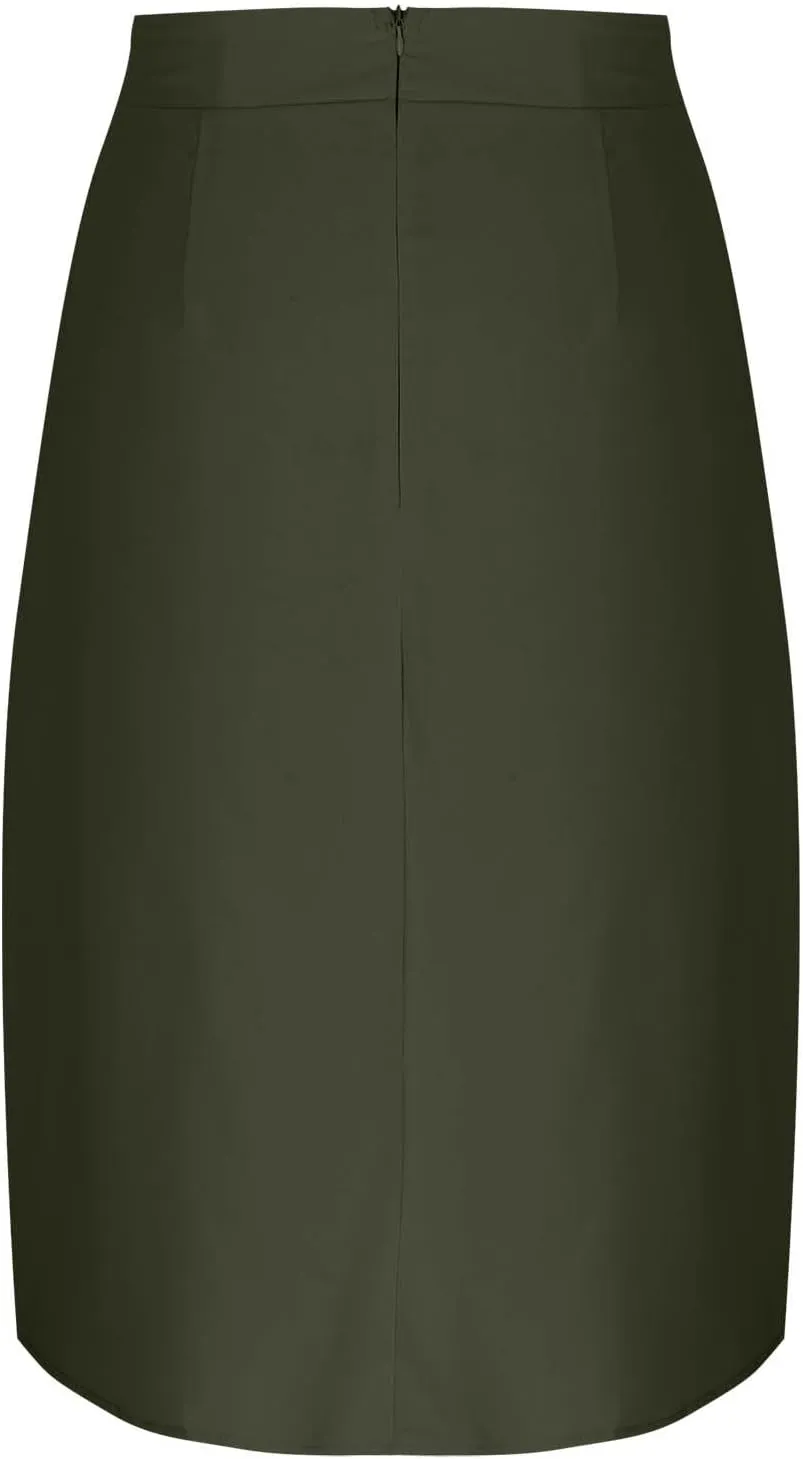 Womens Flowy Pleated Skirts A Line Elastic High Waisted Button Decor Midi Skirt Boho Casual Long Skirts with Pockets