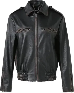 Womens Genuine Leather Moto Biker Jacket 100% Real Sheep Leather Jackets Black Fashion Bomber Jackets