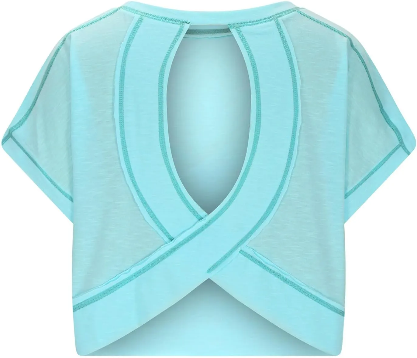 Womens Gym Yoga Tops Backless Casual Fashion Open Back Athletic Shirts Solid Color Running Crop Workout Tee Tops