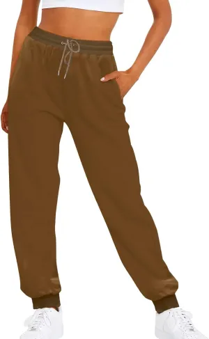 Women's High Waisted Sweatpants Workout Active Joggers Pants Lounge Bottoms Drawstring Elastic Waist Athletic Pant