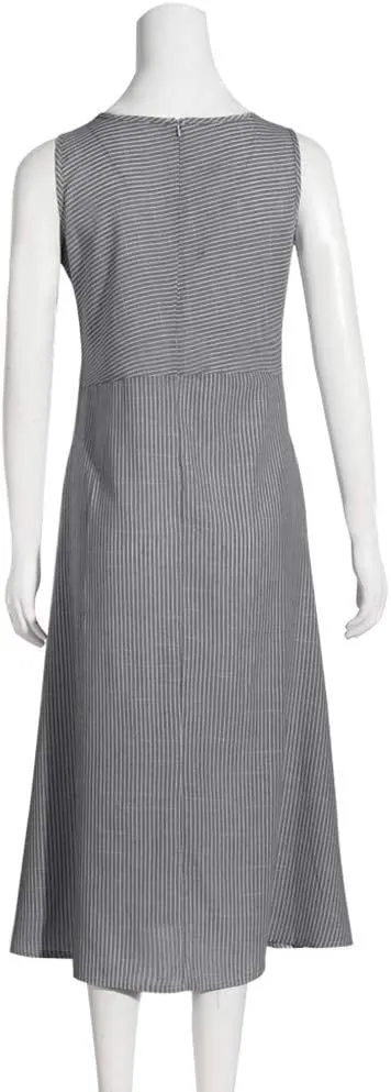Women's Linen Dresses Summer Sleeveless Flowy Dresses Boho Sun Dress Maxi Dress Beach Long with Pockects