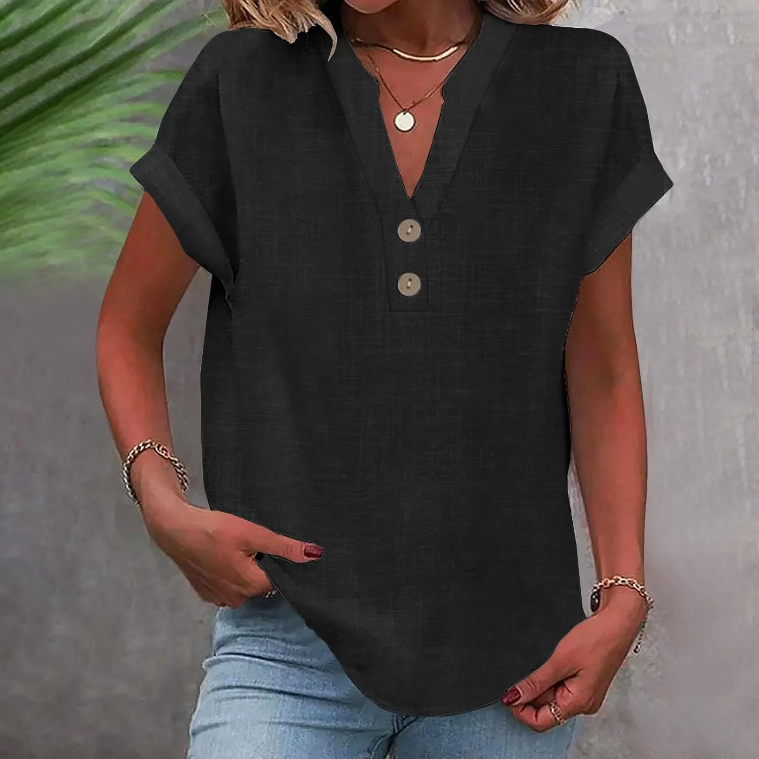 Womens Linen Tops Plus Size Linen Women Linen Shirt Linen Shirts Guayabera for Women Button up Linen Shirts for Women 100% Linen Shirts for Women Linen v Neck Tops for Women Cotton Shirt Women Black