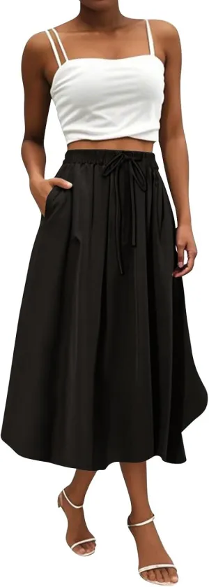 Women's Long Skirts 2025 Bohemian Skirts Flowy High Waist A Line Summer Pleated Skirts, S-2XL