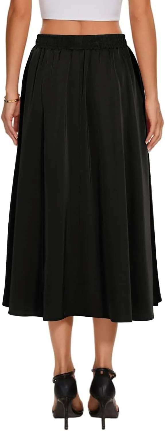 Women's Long Skirts 2025 Bohemian Skirts Flowy High Waist A Line Summer Pleated Skirts, S-2XL