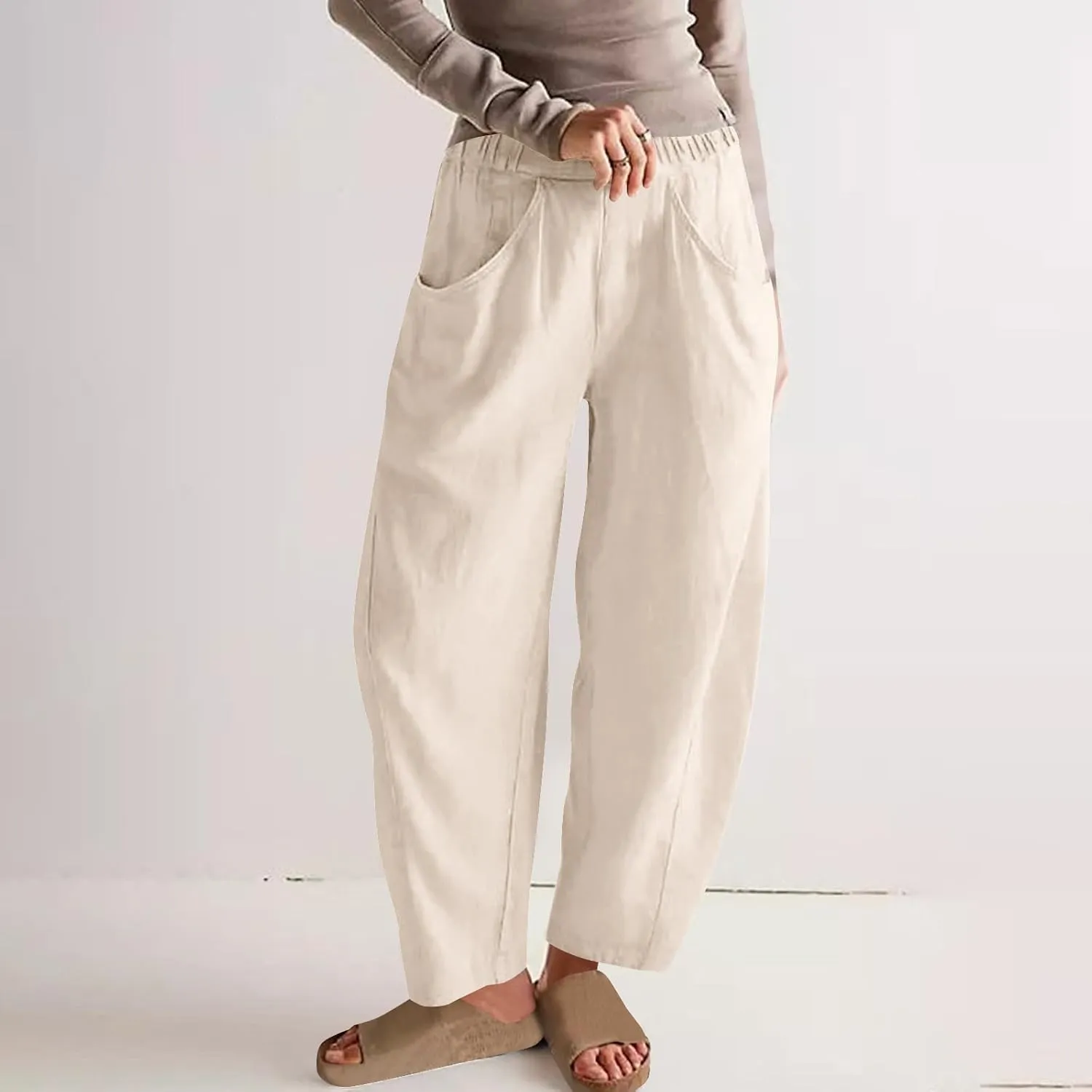 Women's Loose Trendy Straight Leg Pants Summer Casual Business Office Trousers Party Vacation Basic Bottoms 2025