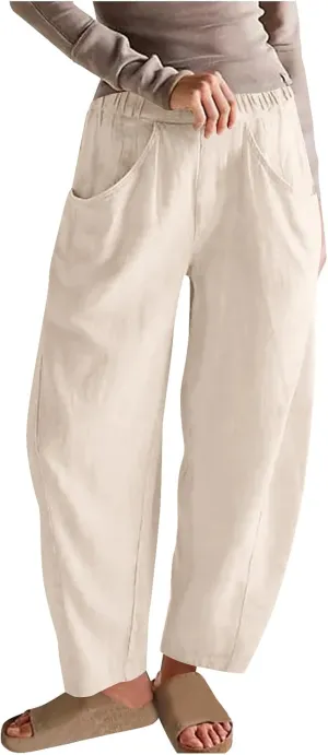 Women's Loose Trendy Straight Leg Pants Summer Casual Business Office Trousers Party Vacation Basic Bottoms 2025