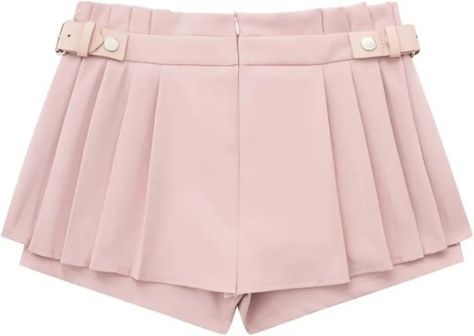 Women's Low Waist Mini Pleated Skirt Short Tennis Skirt Bottoms A Line Pink Women's Dress