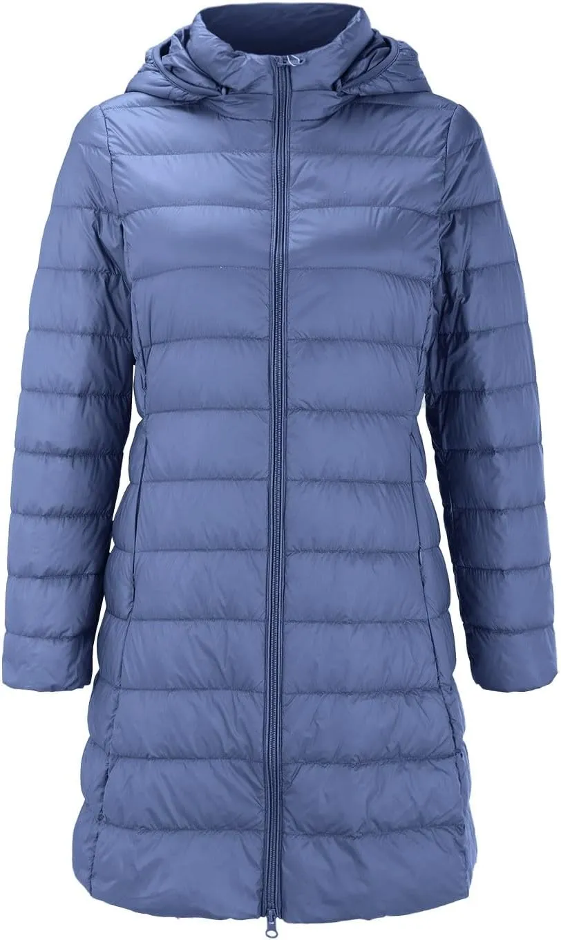 Women's Montreal Mid-Thigh Length Hood Winter Warm Long Vest Sleeveless Long Quilted Vest Thicken Long Outwear