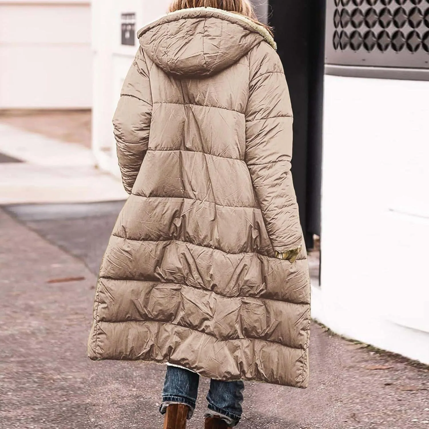 Womens Parka and Long Winter Jackets Double Faced Long Sleeve Hooded Down Jacket Womens Winter Jacket Women'S Winter