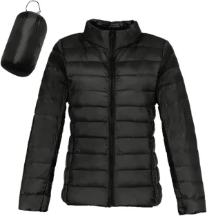 Women's Puffer Jacket Solid Full-Zip Short Winter Warm Down Jacket Windproof Stand Collar Puffer Coat with Pockets
