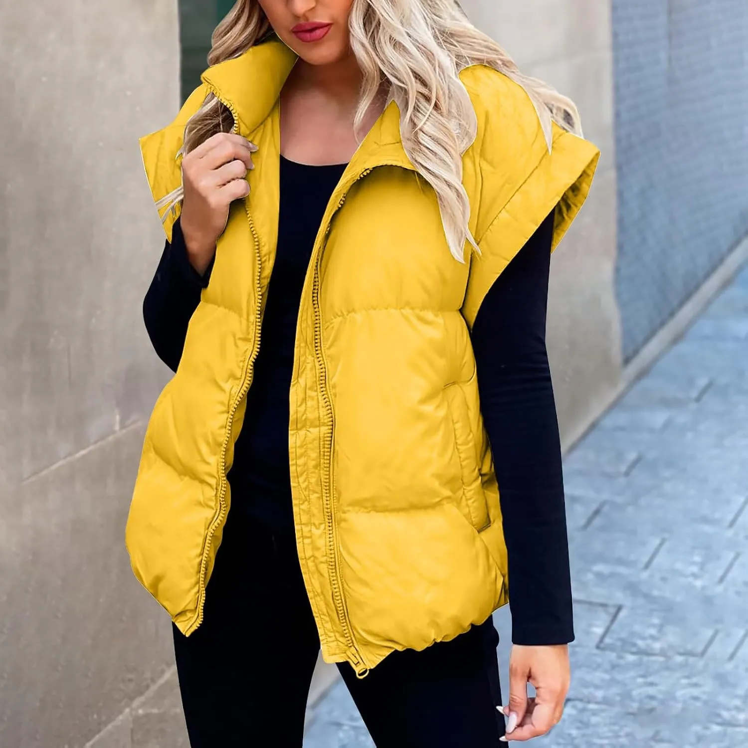 Womens Puffer Vest One Morality Warm V Neck Thin Down Vest Inside Hooded Puffer Vest Women'S Outerwear Vests Zip Up