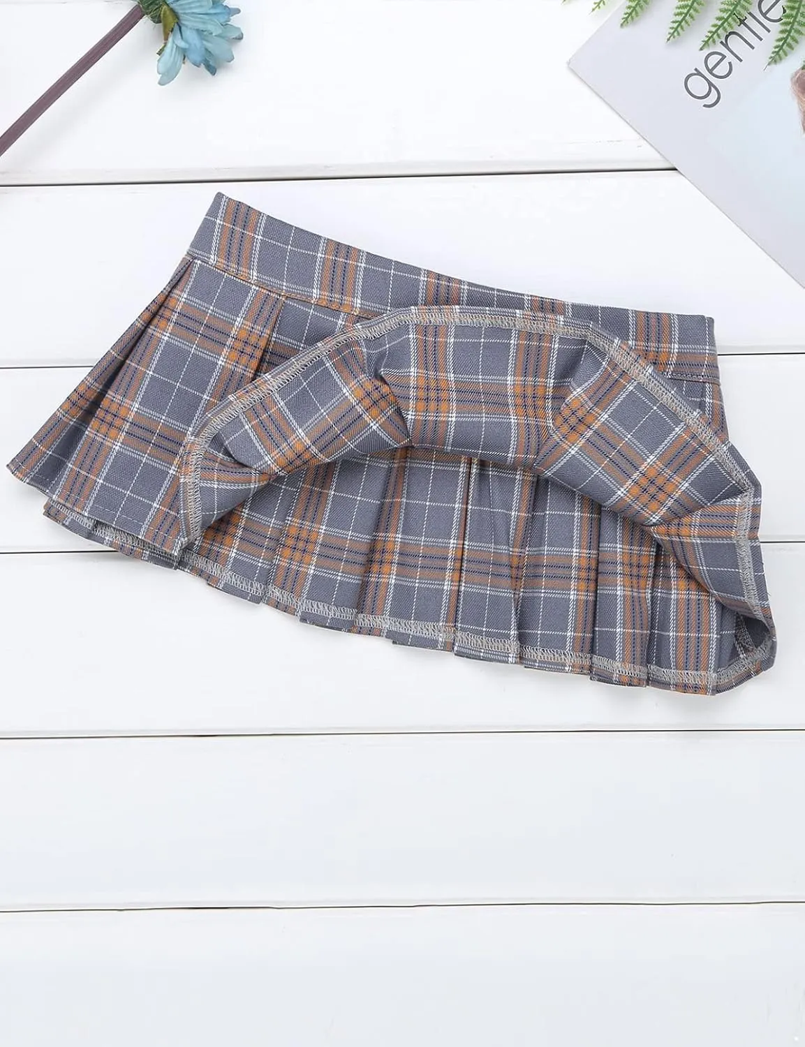 Women's School Girls Uniform Lingerie Cosplay Skirts Mini Micro Pleated Plaid Skater Skirt Rave Bottoms