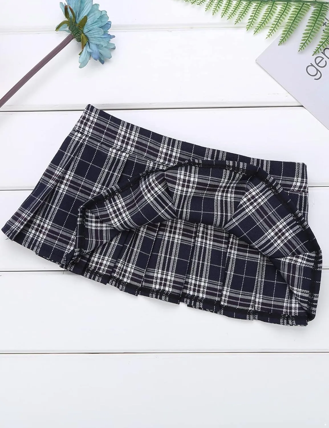 Women's School Girls Uniform Lingerie Cosplay Skirts Mini Micro Pleated Plaid Skater Skirt Rave Bottoms
