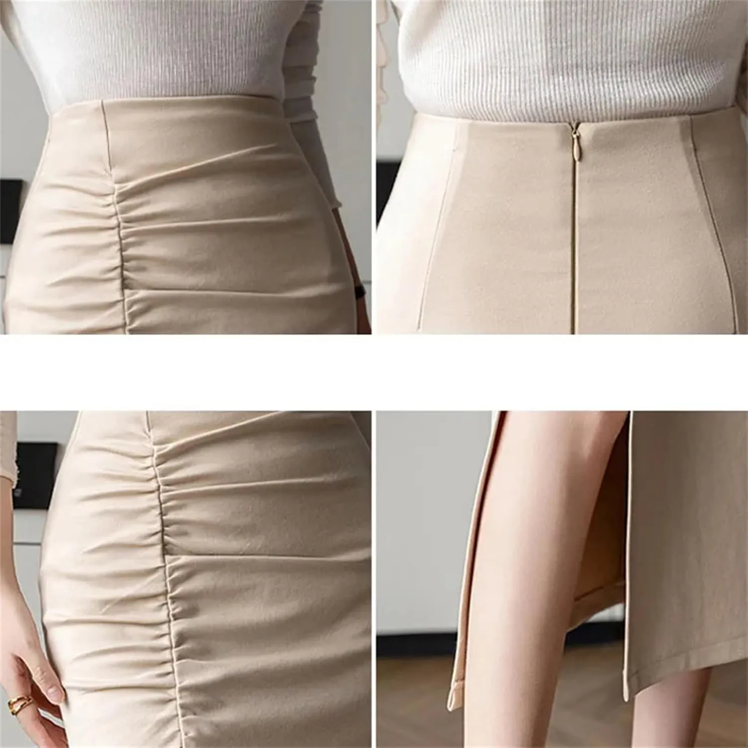 Women's Sexy High Waist Pencil Skirt – Spring Folds Slight Stretch Buttocks-Wrap for A Slim Fit