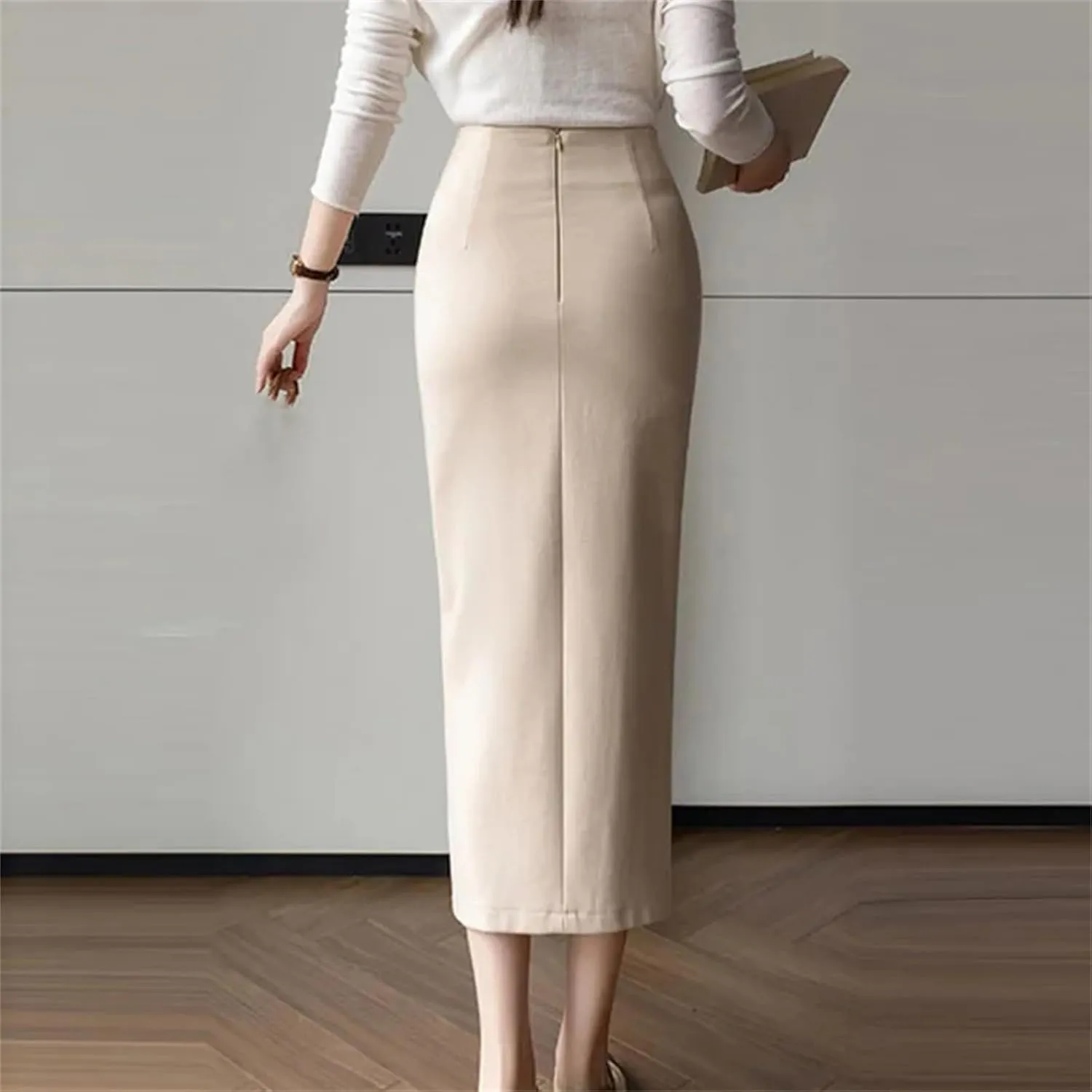 Women's Sexy High Waist Pencil Skirt – Spring Folds Slight Stretch Buttocks-Wrap for A Slim Fit