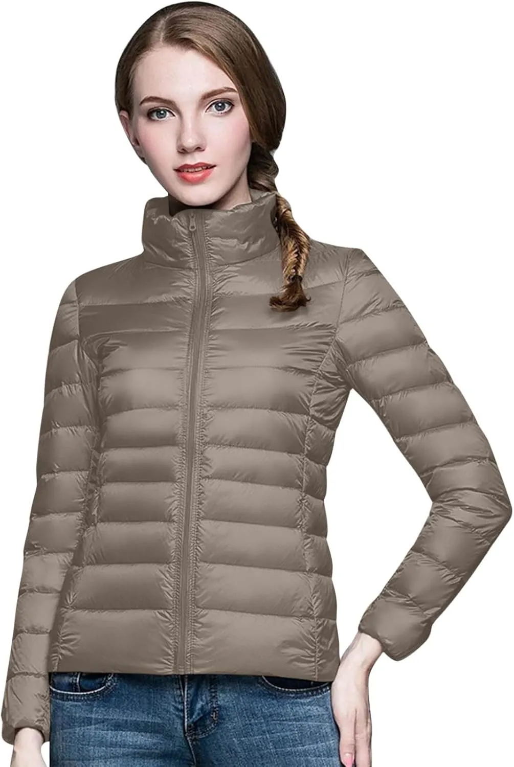 Women's Short Down Coats Packable Puffer Jacket Hooded Winter Ultra Light Quilted Winter Coats with Pockets Outerwear