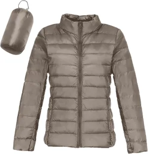 Women's Short Down Coats Packable Puffer Jacket Hooded Winter Ultra Light Quilted Winter Coats with Pockets Outerwear