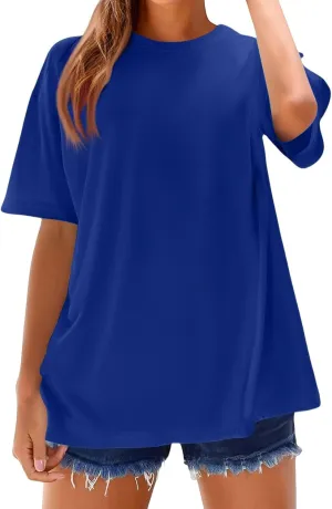 Womens Short Sleeve T-Shirts Dressy Crewneck Casual Basic Cute Summer Tops 2025 Oversize Loose Fit Fashion Clothes