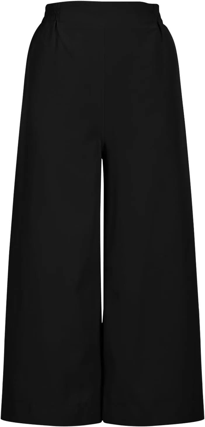 Women's Summer Capris Wide Leg 3/4 Dressy Palazzo Pants Loose Casual Ankle-Length Lounge Trousers with Split
