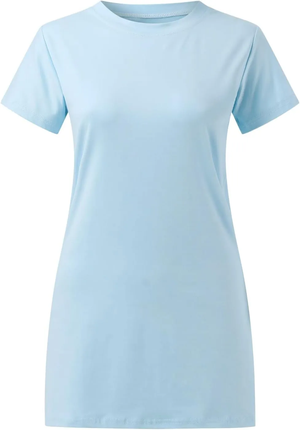 Women's Summer Casual T Shirt Dresses Short Sleeve Crewneck Slim Solid Color Mini Shift Dress Beach Vacation Outfits