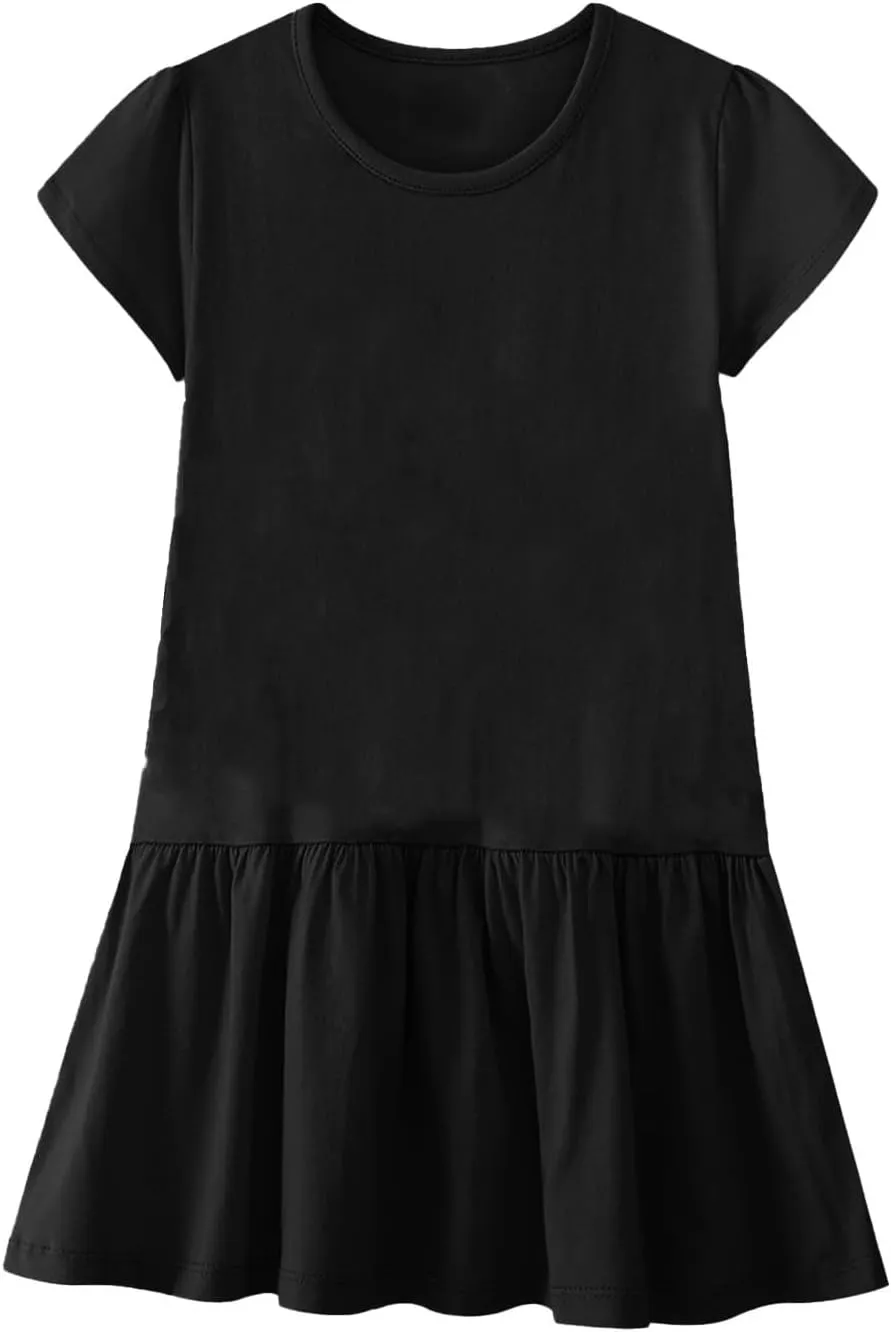 Womens Summer T Shirt Dress Casual V Neck Short Sleeve Mini Sundress Ruffled Hem A Line Short Dresses 2025