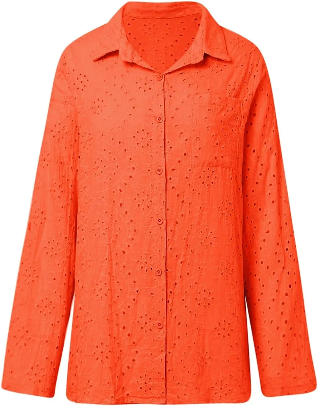 Women's Summer Tops Dressy Casual V Neck Short Sleeve Button Up Hollow Out Eyelet Lace Embroidered Blouses Shirts