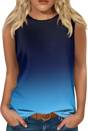 Womens Tank Tops Summer Casual Loose Tunic Blouses Crewneck Sleeveless Basic Tees Shirts Plus Size Tunic Tank Tops