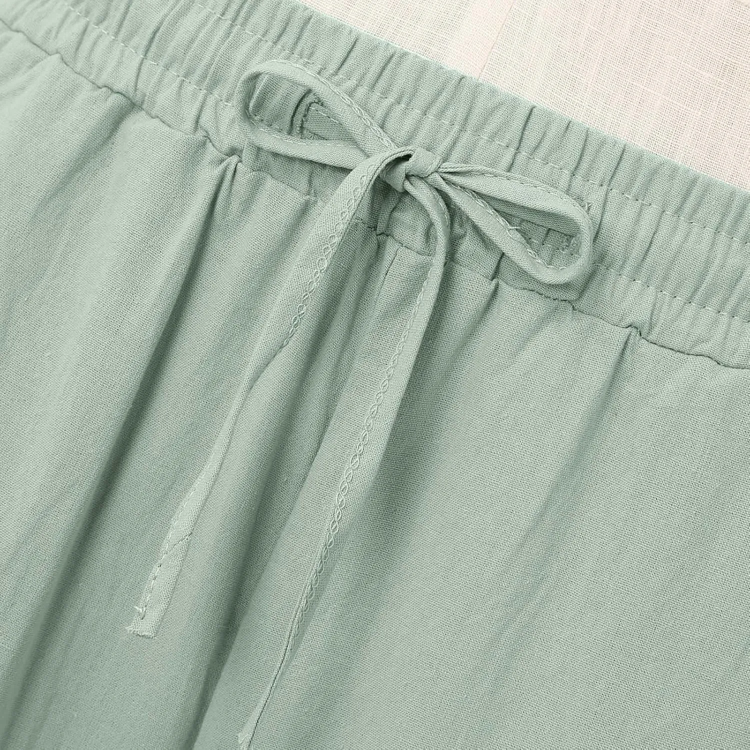 Women's Trendy Wide Leg Pants High Waist Drawstring Elastic Trousers Straight Leg Casual Long Bottoms