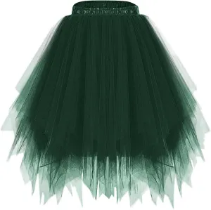 Women's Tulle Dance Skirts Puffy Ballet Dance Skirts Fluffy Mini Skirts Layered Tutu Skirt A Line Mesh Flowy Skirts