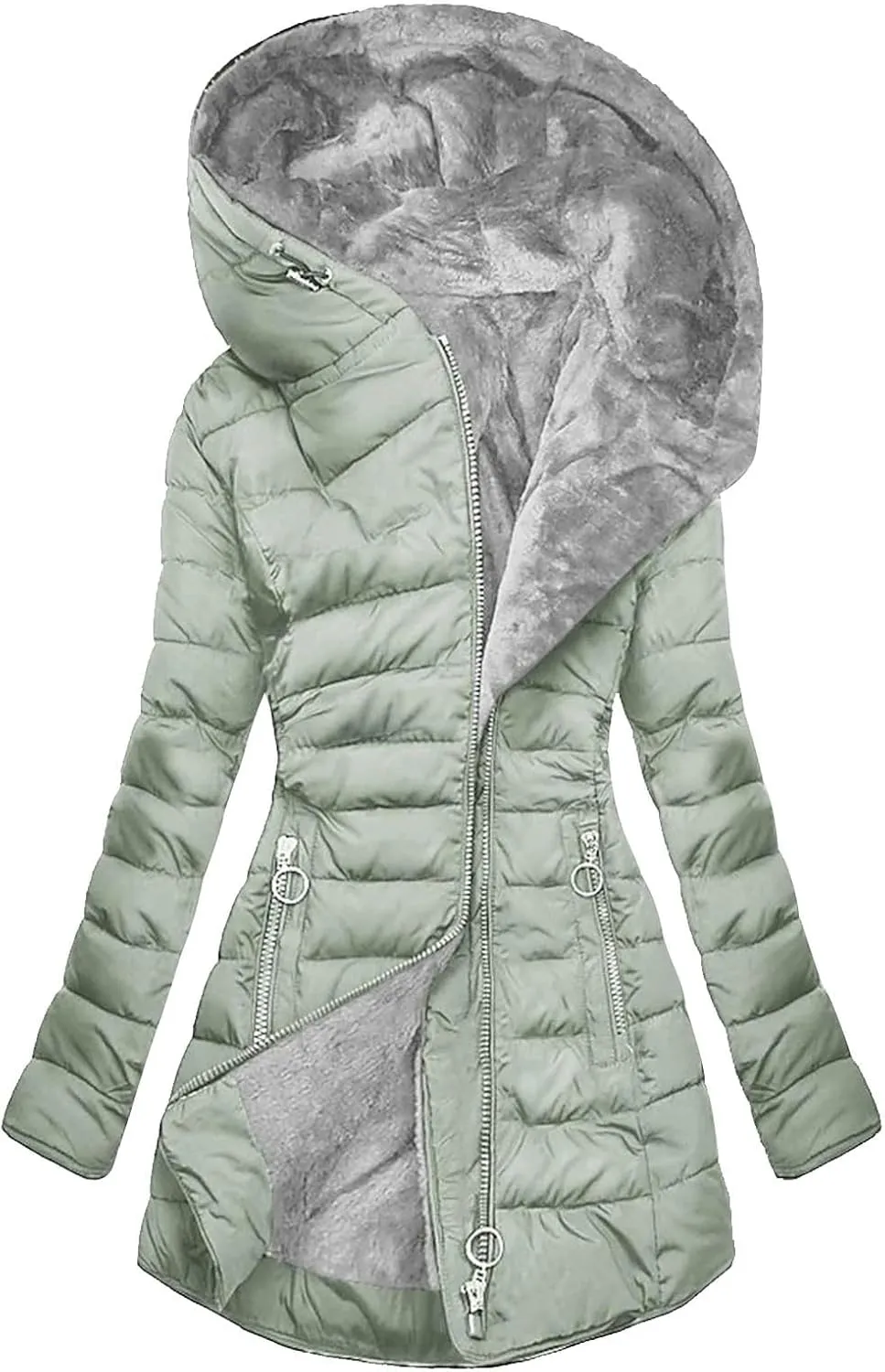 Women's Warm Winter Jackets Fleece Lined Parka Coat Thermal Hooded Jacket Outdoor Outerwear Ski Snow Jacket Plus Size