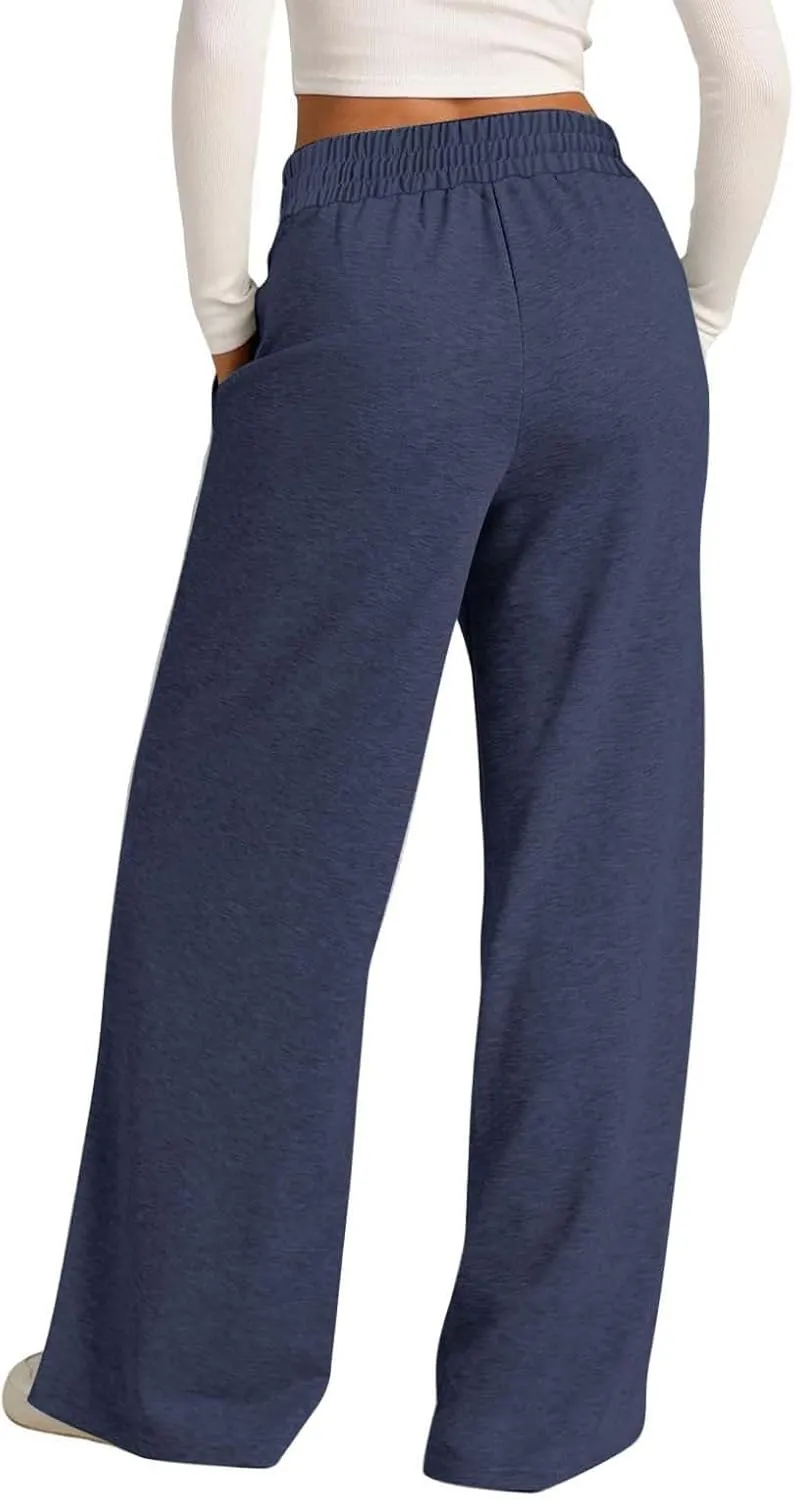 Women's Wide Leg Sweatpant High Waist Baggy Casual Drawstring Running Joggers Pants with Pockets