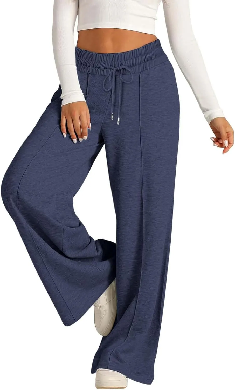 Women's Wide Leg Sweatpant High Waist Baggy Casual Drawstring Running Joggers Pants with Pockets