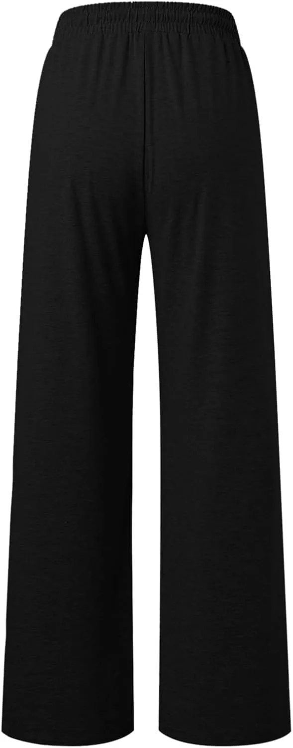 Women's Wide Leg Sweatpant High Waist Baggy Casual Drawstring Running Joggers Pants with Pockets