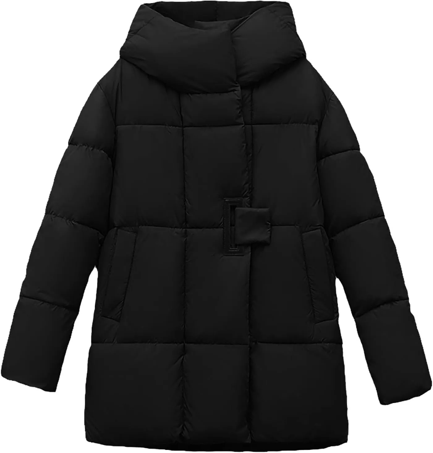 Women's Winter Down Jacket Long Quilted Puffer Coat Warm Zipper Hooded Slim Fit Outerwear Winter Long Coat Jacket